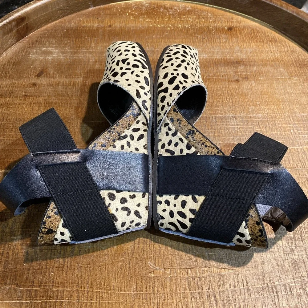 Corkys Timeout Leopard Print Calf Hair Wedges 6.5 Women Comfortable Shoes Heels
